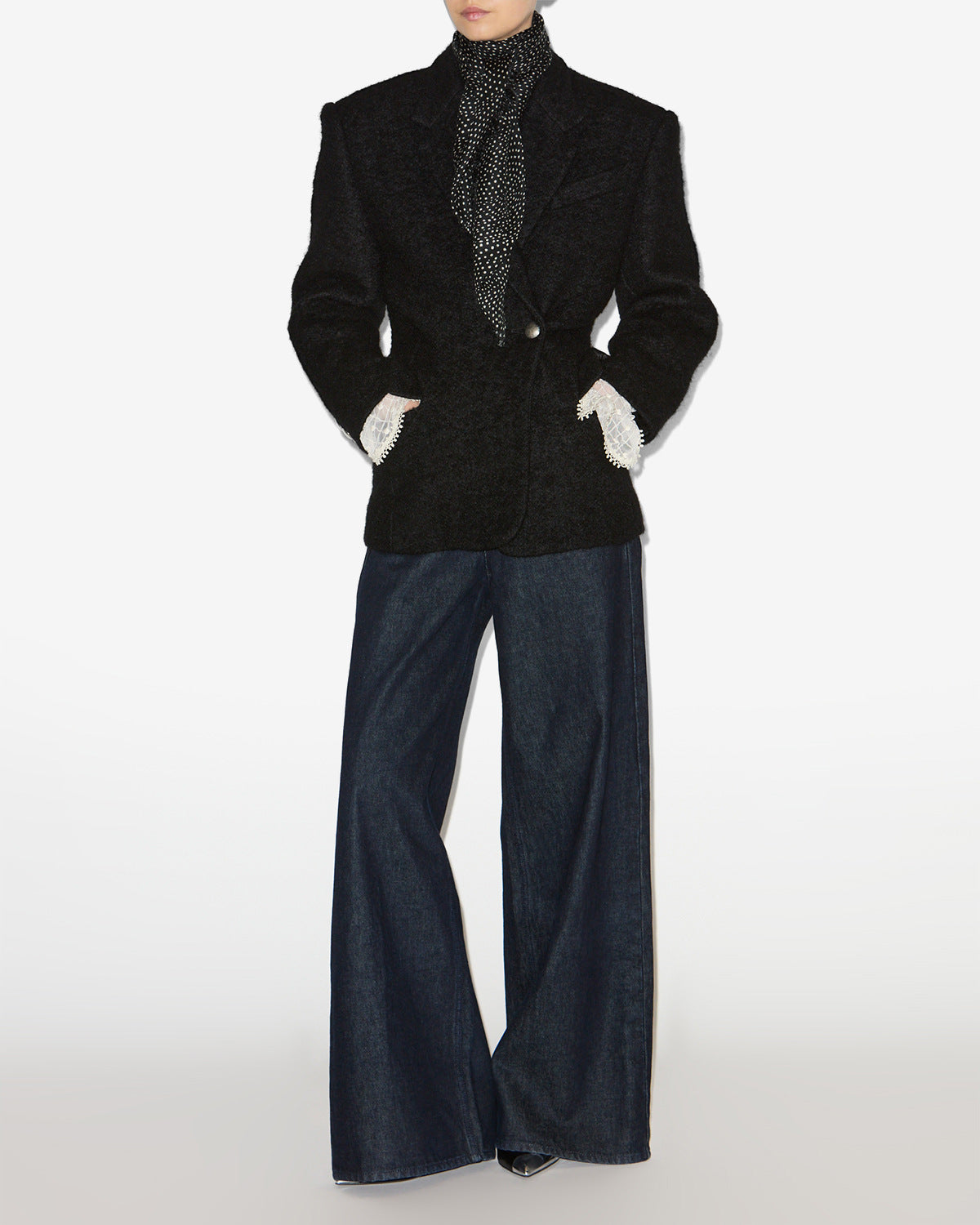 Alecia scarf Woman Black and ecru 1