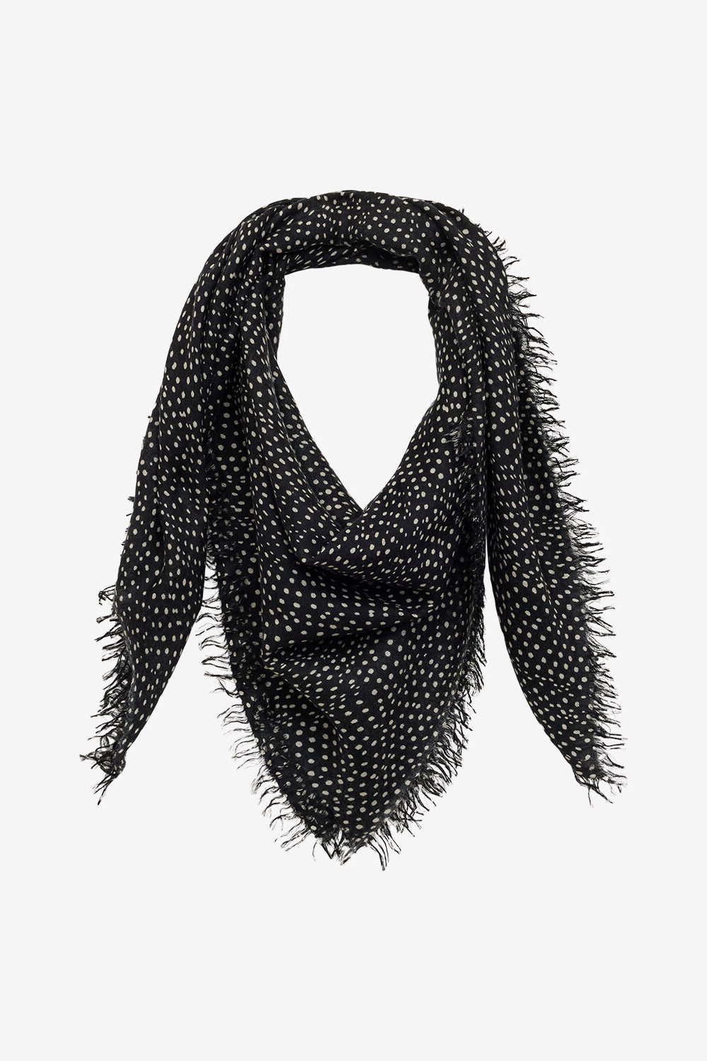 Écharpe en cachemire et laine à pois alecia - Noir et écru - Woman - 1