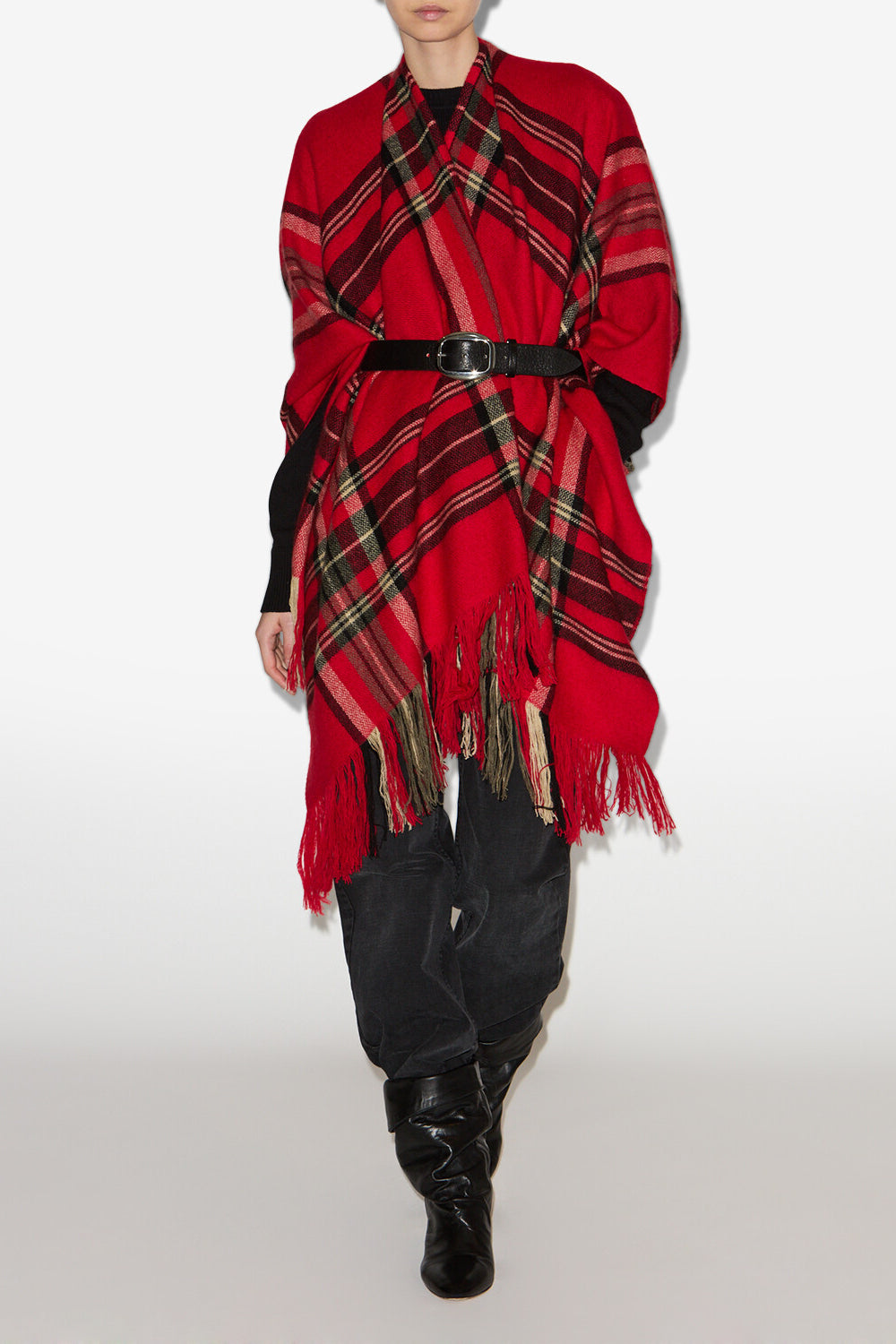 Poncho imprimé tartan kamilo - Rouge - Woman - 2