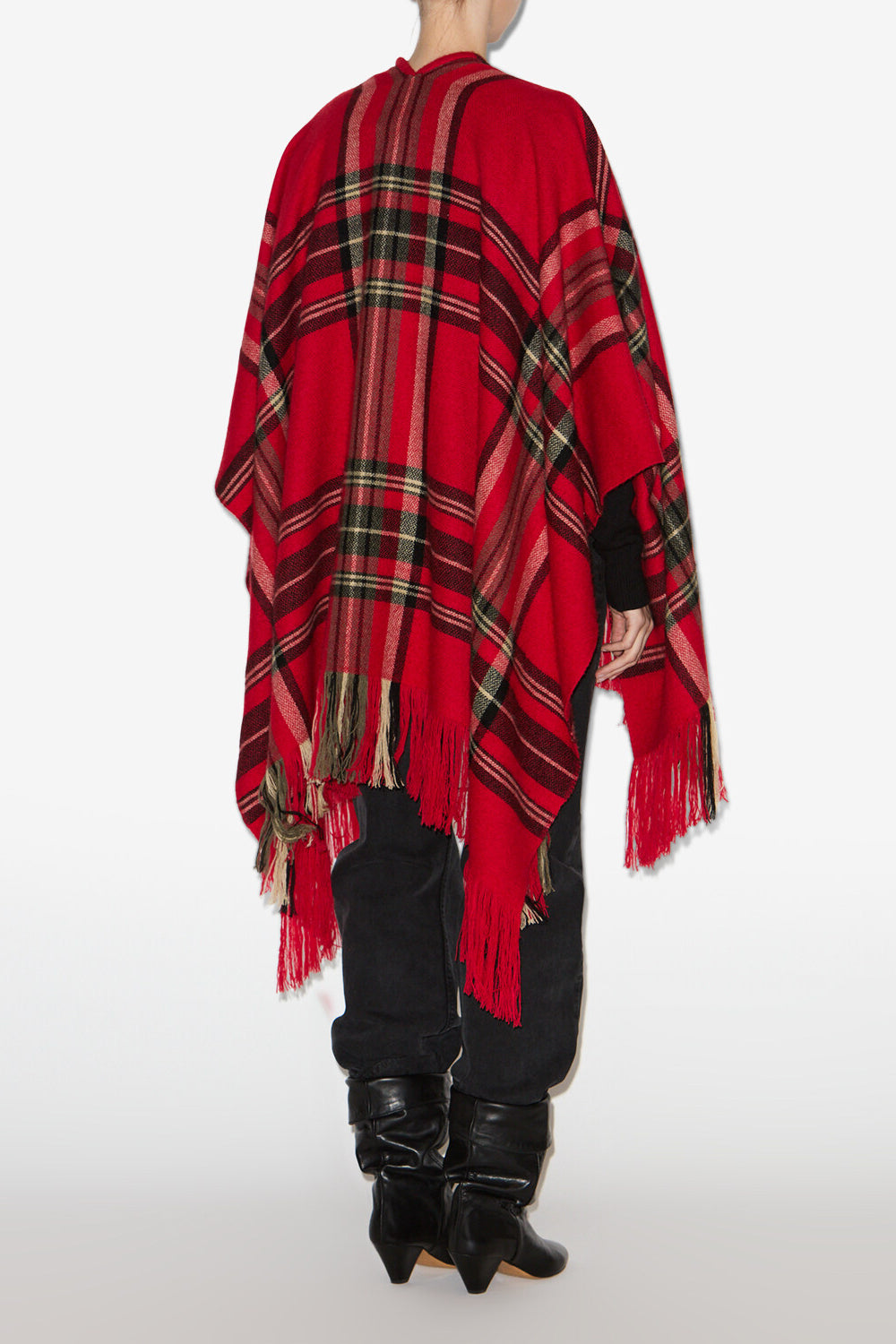 Poncho imprimé tartan kamilo - Rouge - Woman - 3