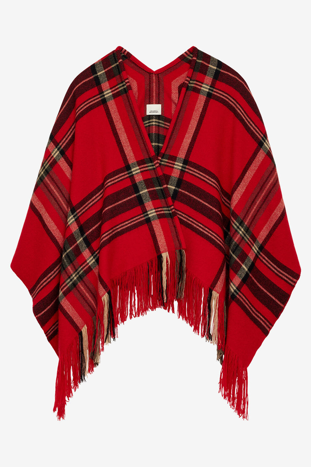 Poncho imprimé tartan kamilo - Rouge - Woman - 1