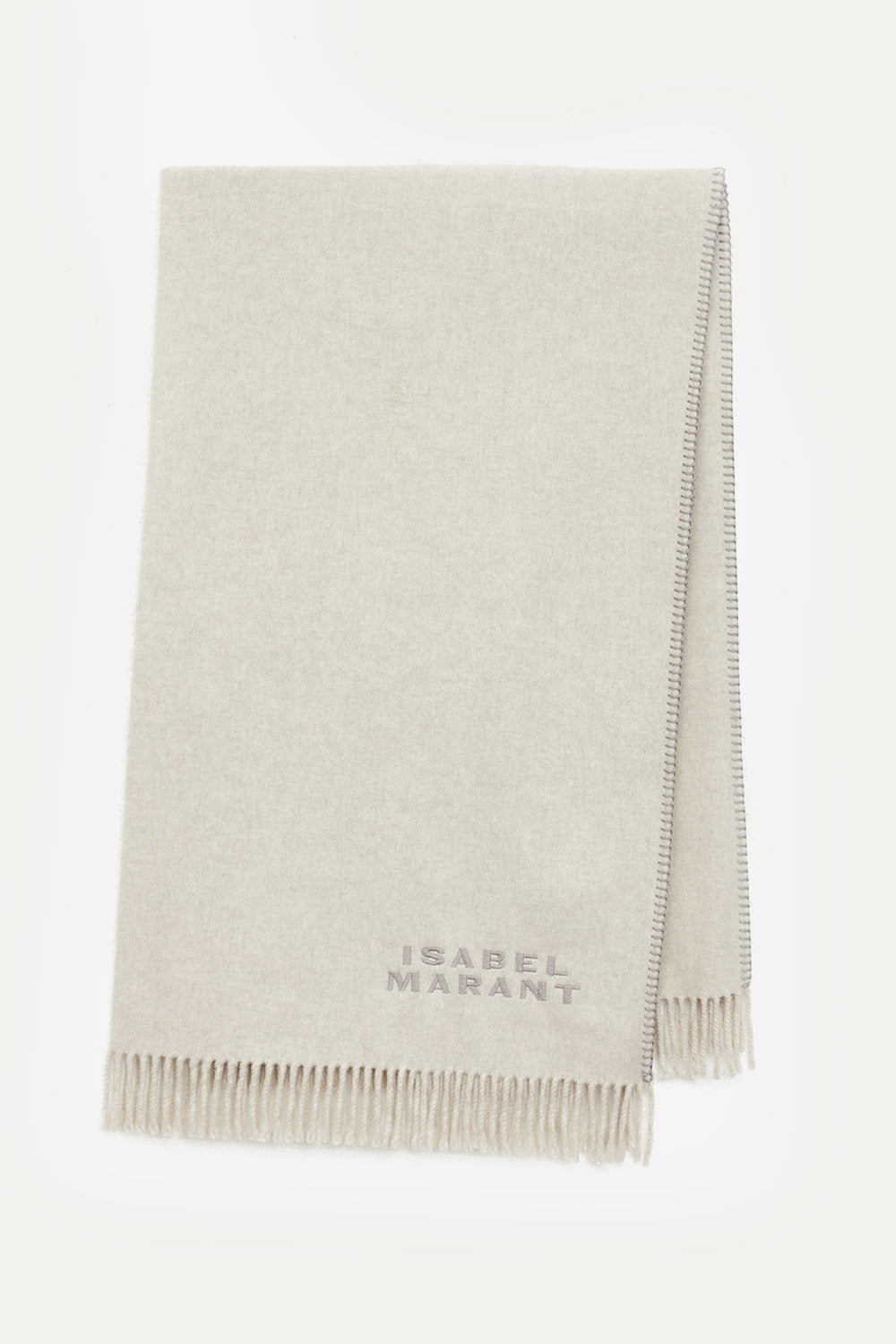 Grande écharpe en laine carmel - Gris clair - Woman - 1