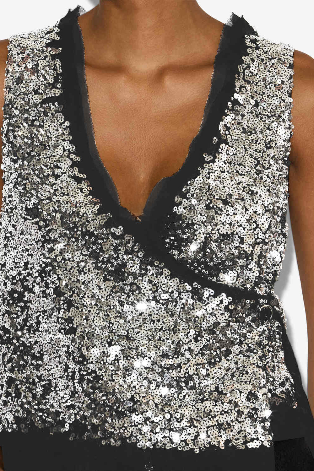 Gilet sans manches à sequins tahina - Argent - Woman - 3
