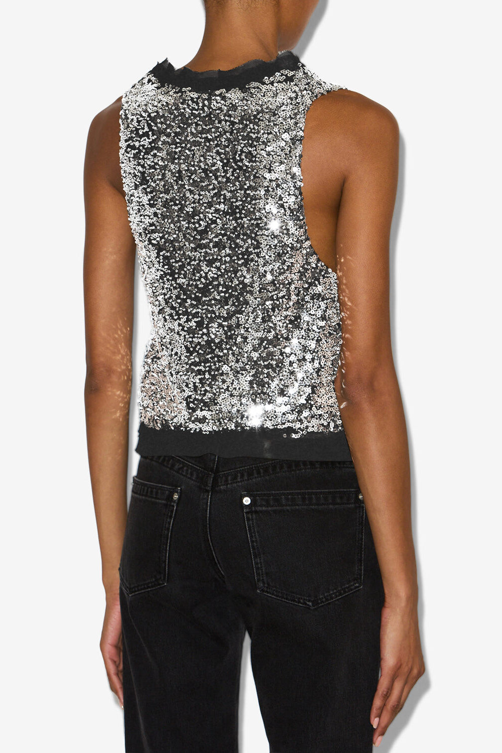 Gilet sans manches à sequins tahina - Argent - Woman - 5