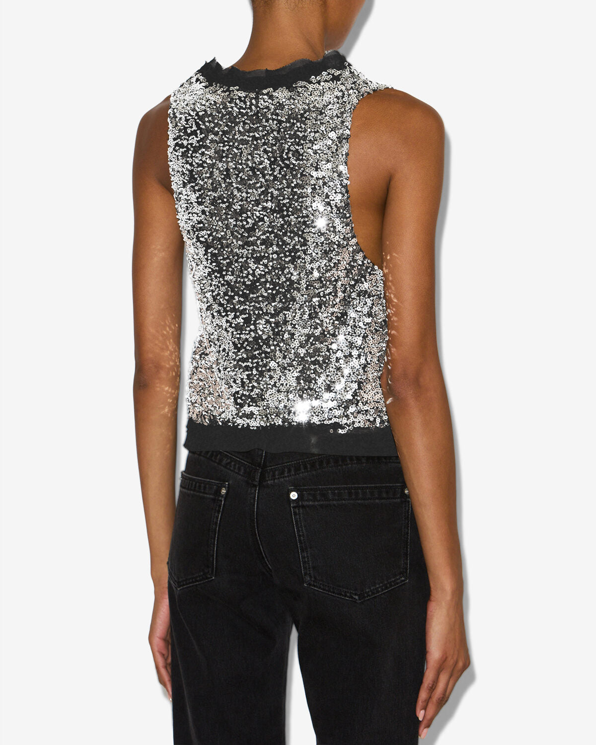 Gilet senza maniche con lustrini tahina - Argento - Woman - 4