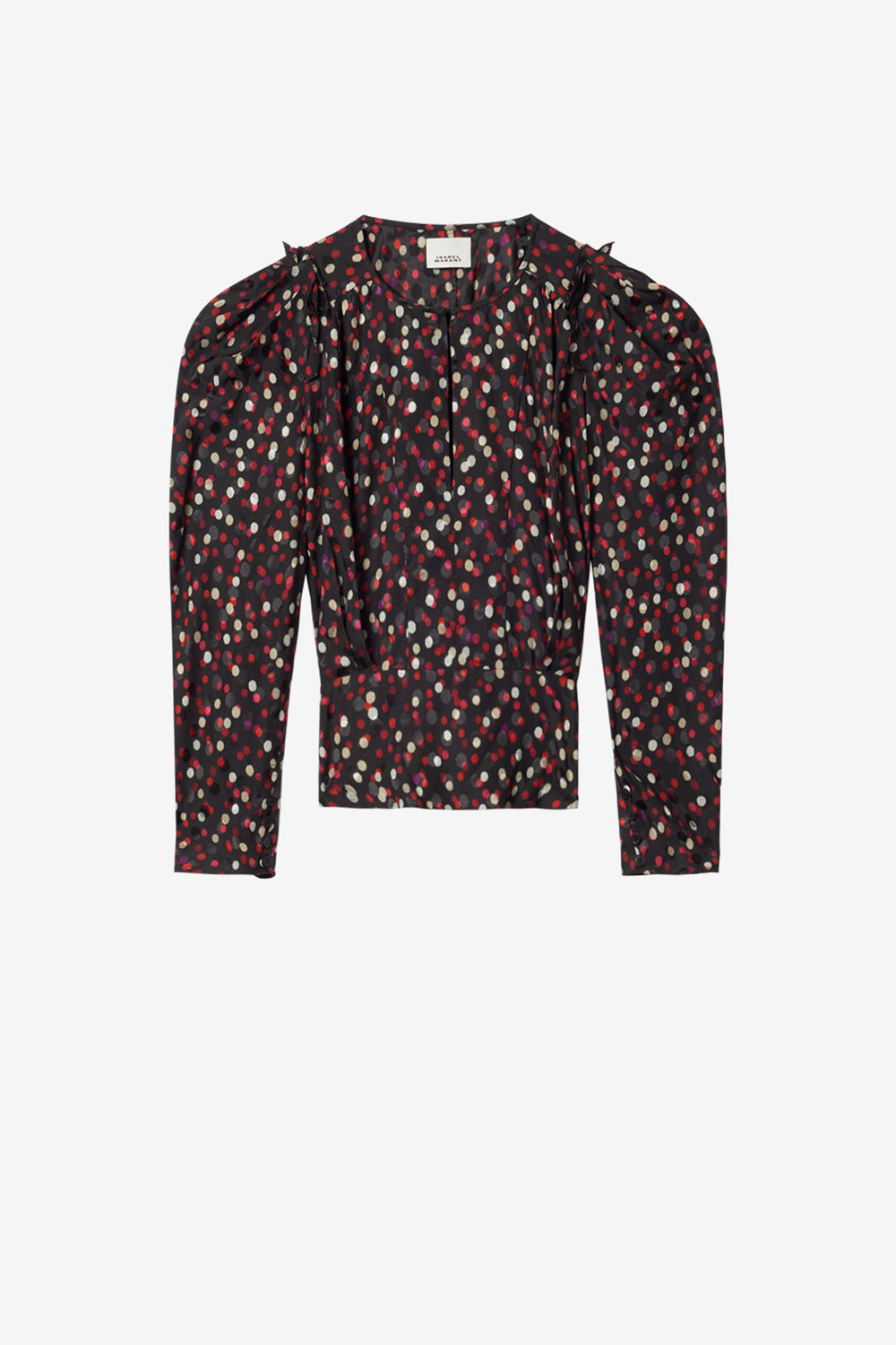 Top en soie à imprimé pois zarga - Noir-rouge - Woman - 1
