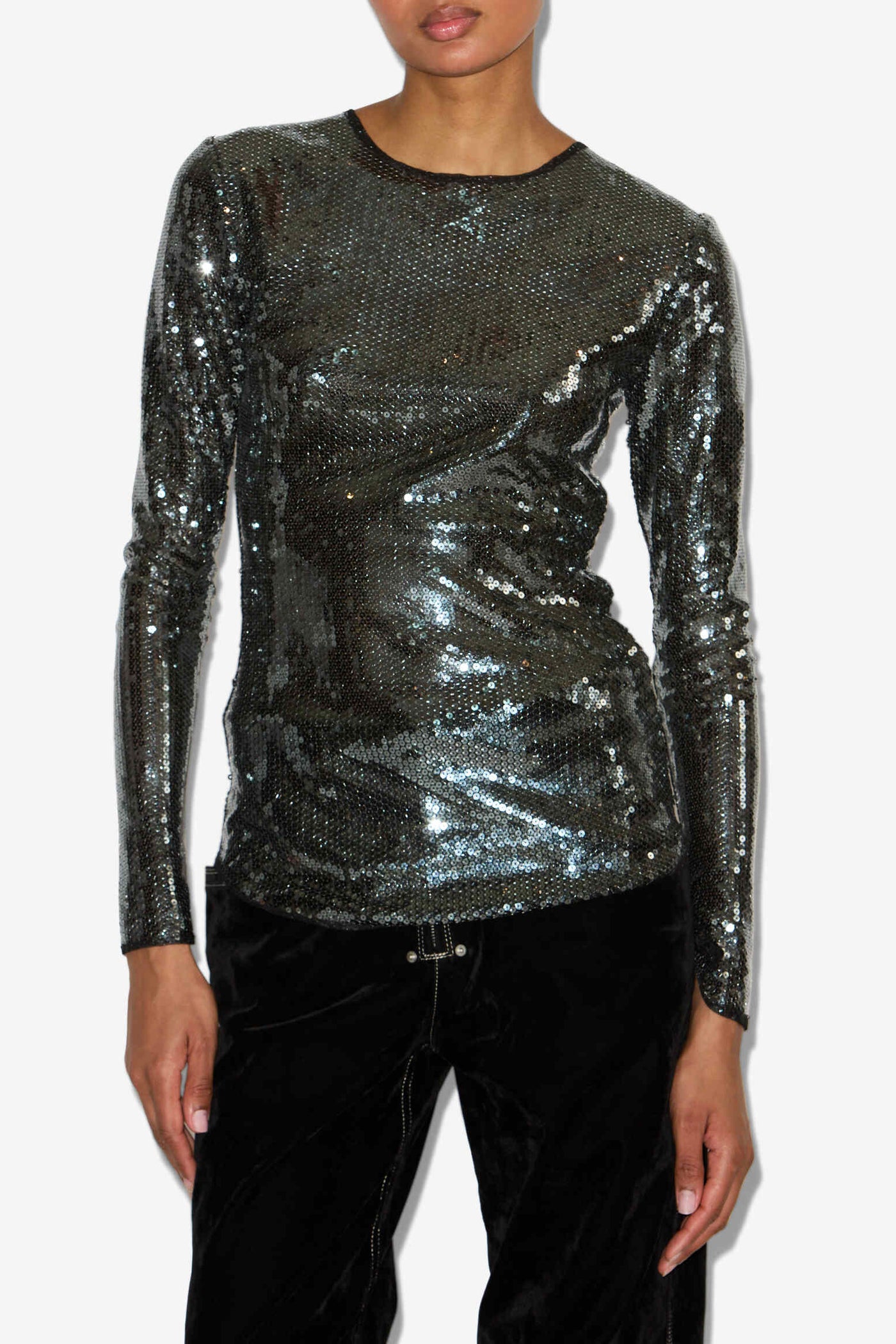 Top à manches longues hilda en sequins - Gun metal - Woman - 3