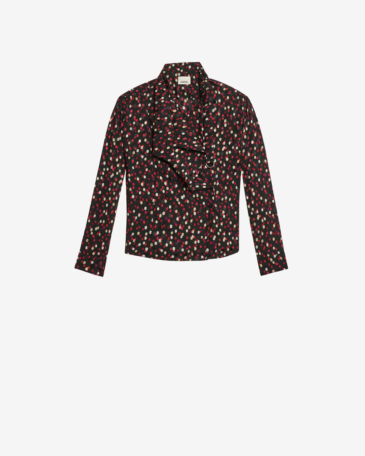 Blusa emany de seda con estampado de lunares - Black-red - Woman - 5