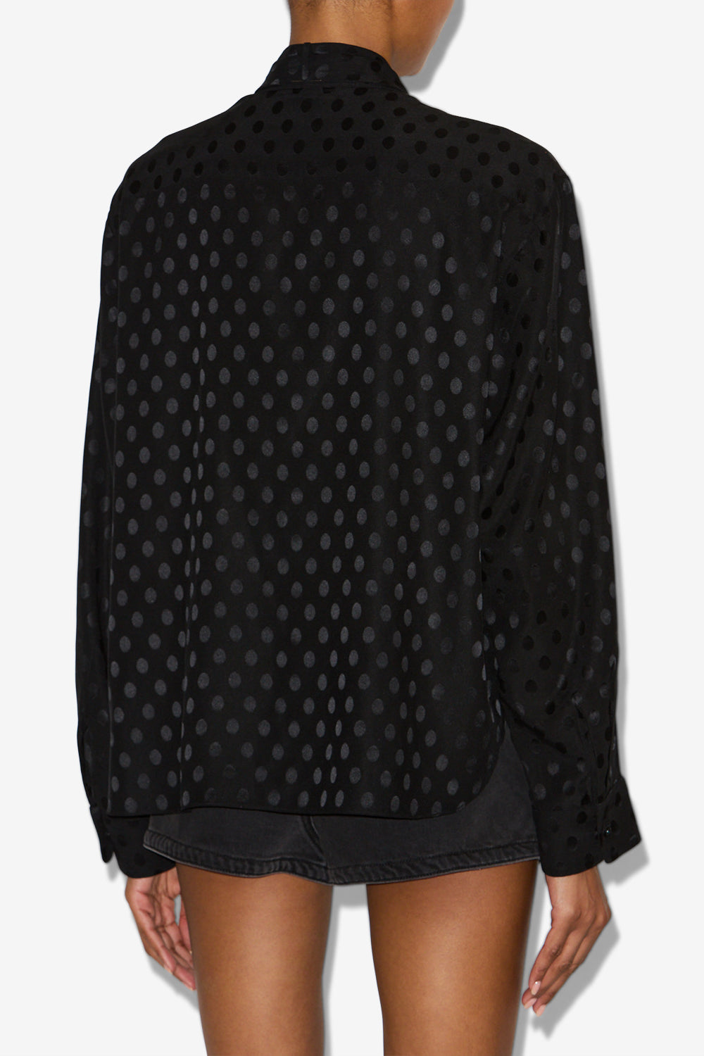 Blouse emany en soie imprimée pois - Noir - Woman - 5