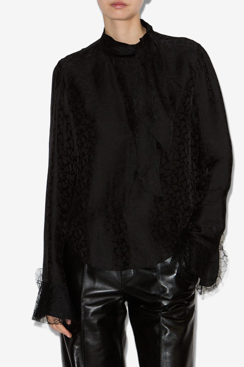 Blouse en jacquard de soie raphaella - Noir - Woman - 4