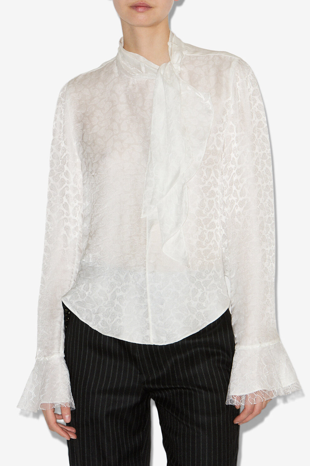 Blouse en jacquard de soie raphaella - Blanc - Woman - 4