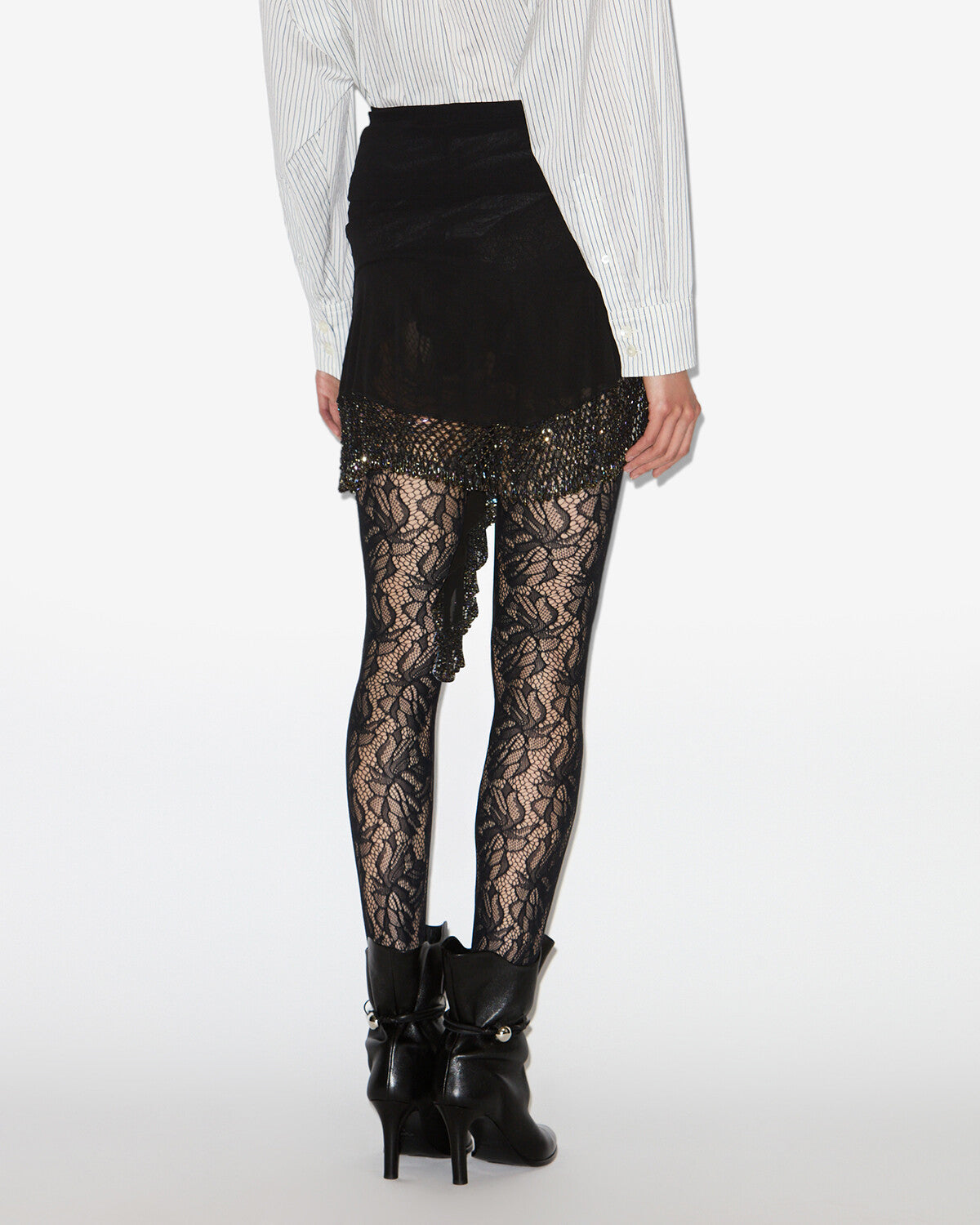 Gonna corta a foulard enaya in seta - Nero - Woman - 4