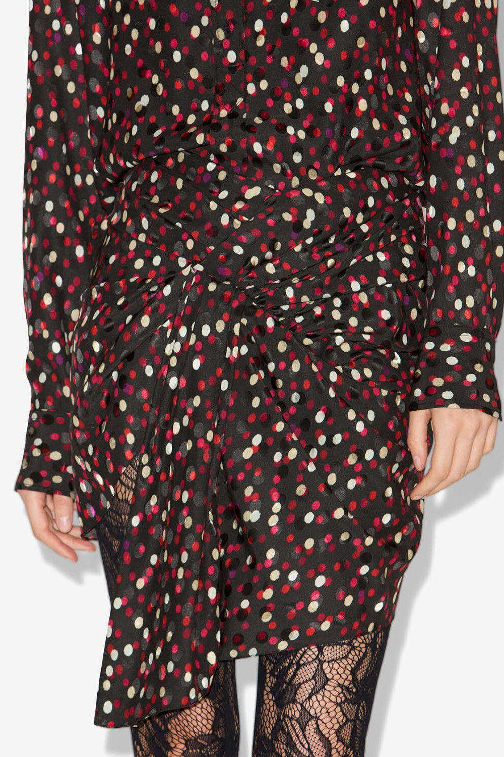 Ovia シルク ドレープ入りショートスカート - Black-red - Woman - 4