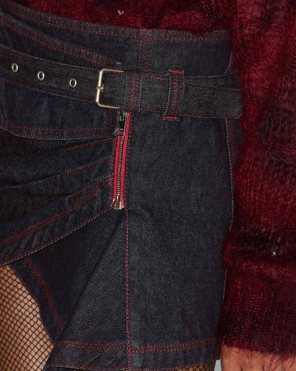 Siyen draped denim mini skirt - Dark midnight - Woman - 2