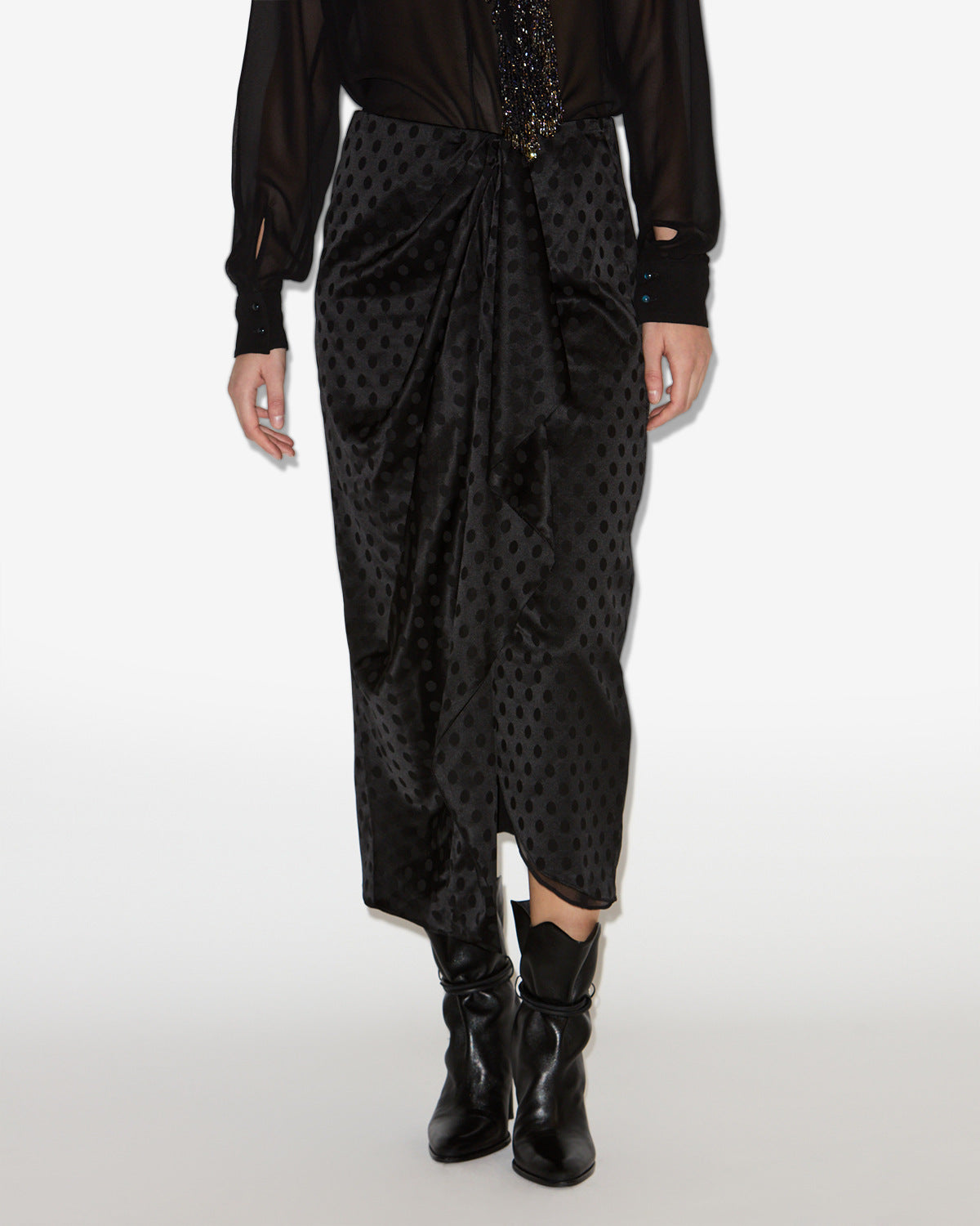 Langer seidenrock breen - Schwarz - Woman - 3