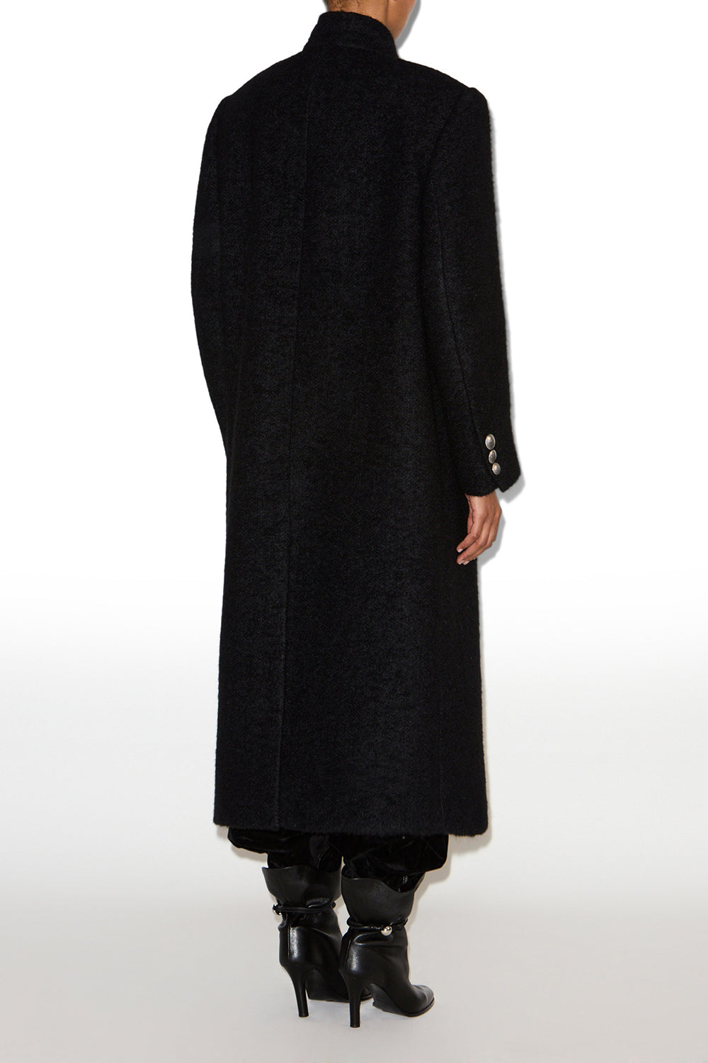 Cappotto in lana spazzolata giusa - Nero - Woman - 4