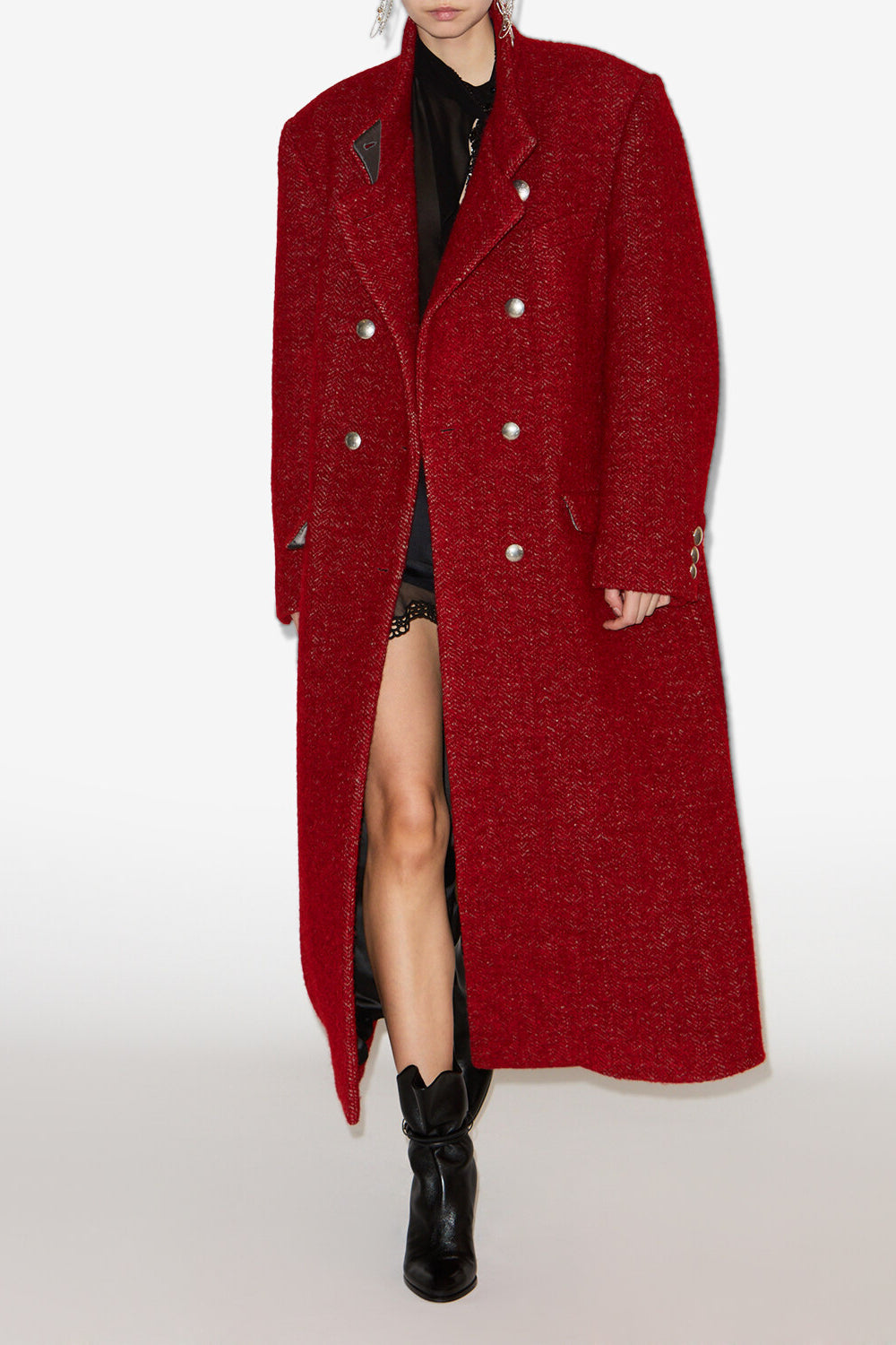 Giusa brushed wool coat - Deep red - Woman - 2
