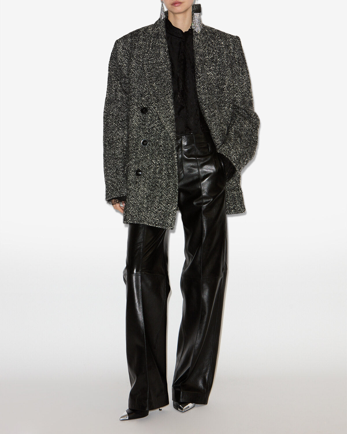 Ezzia コート Woman Black and ecru 4