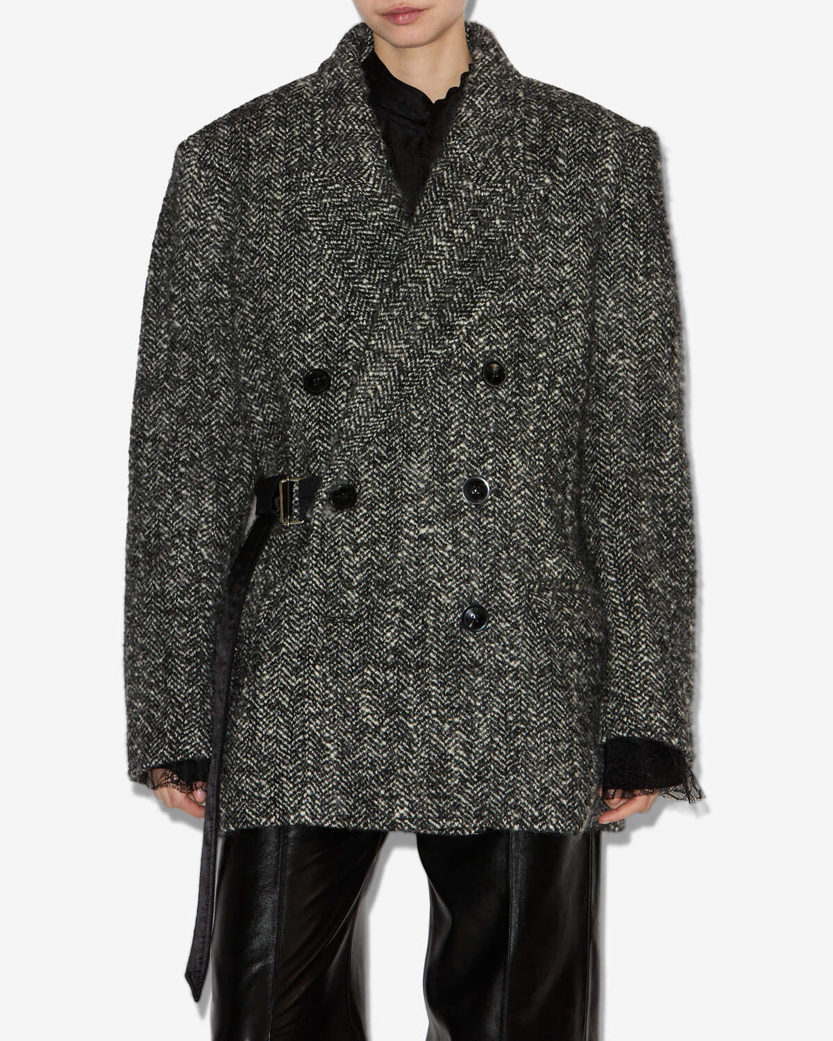 Ezzia コート Woman Black and ecru 5