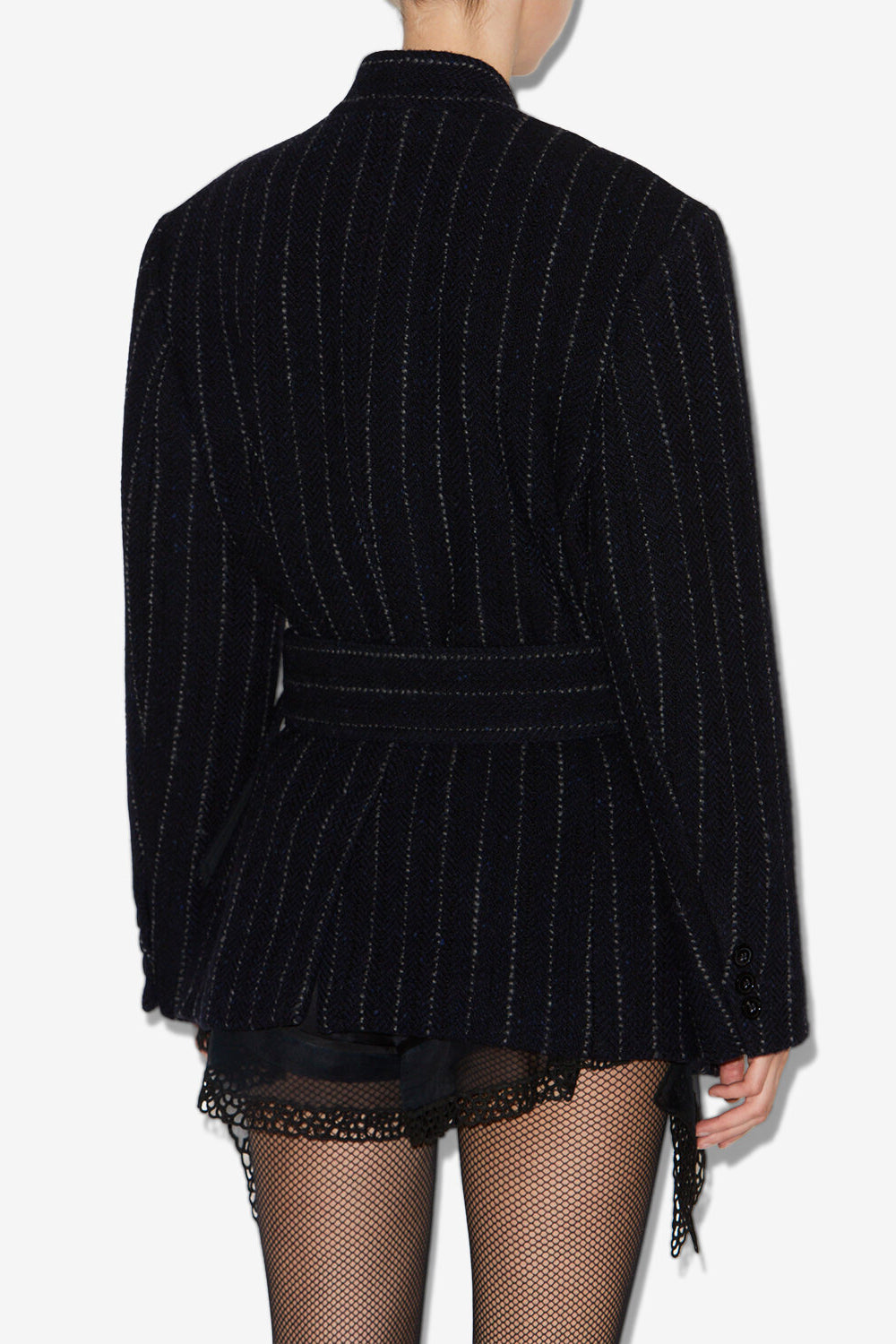 Chaqueta corta con cinturón de lana virgen fyma - Midnight - Woman - 5