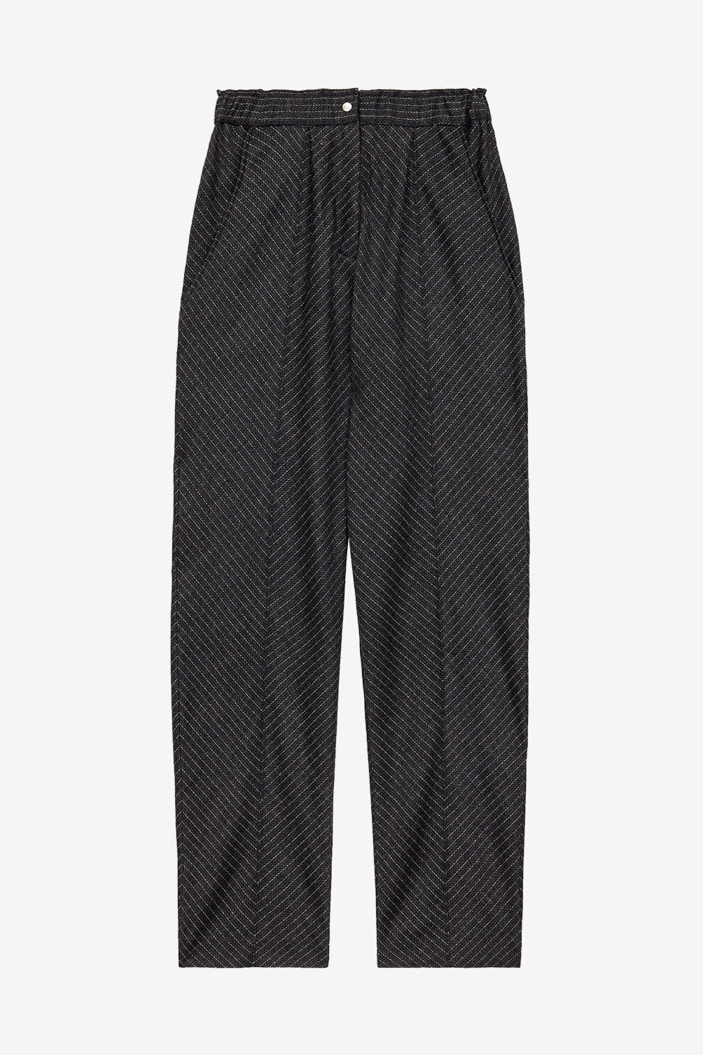 Pantalon à pinces en laine vierge rakia - Anthracite - Woman - 1