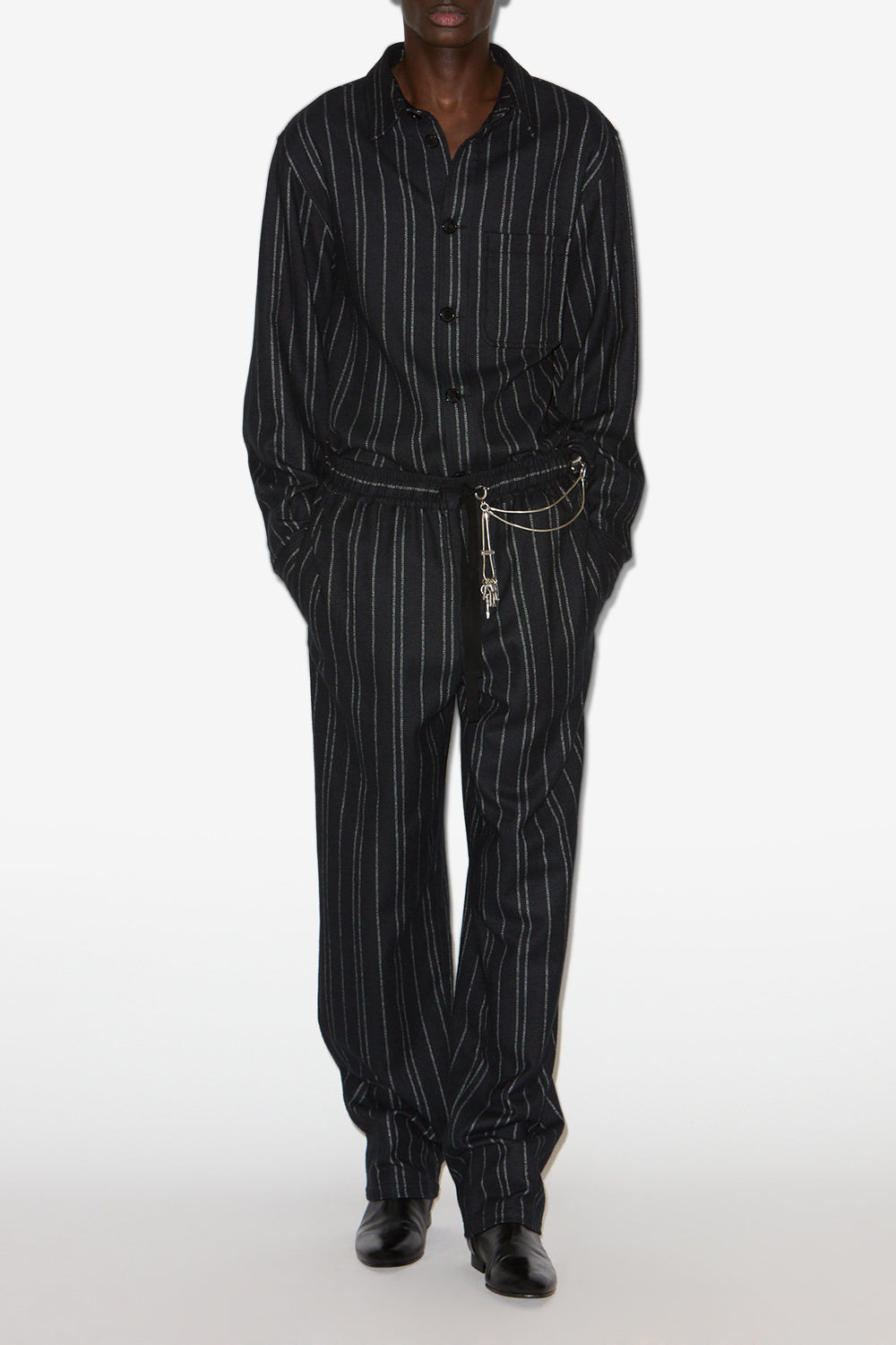 Isaki striped cotton pants - Black - Man - 2