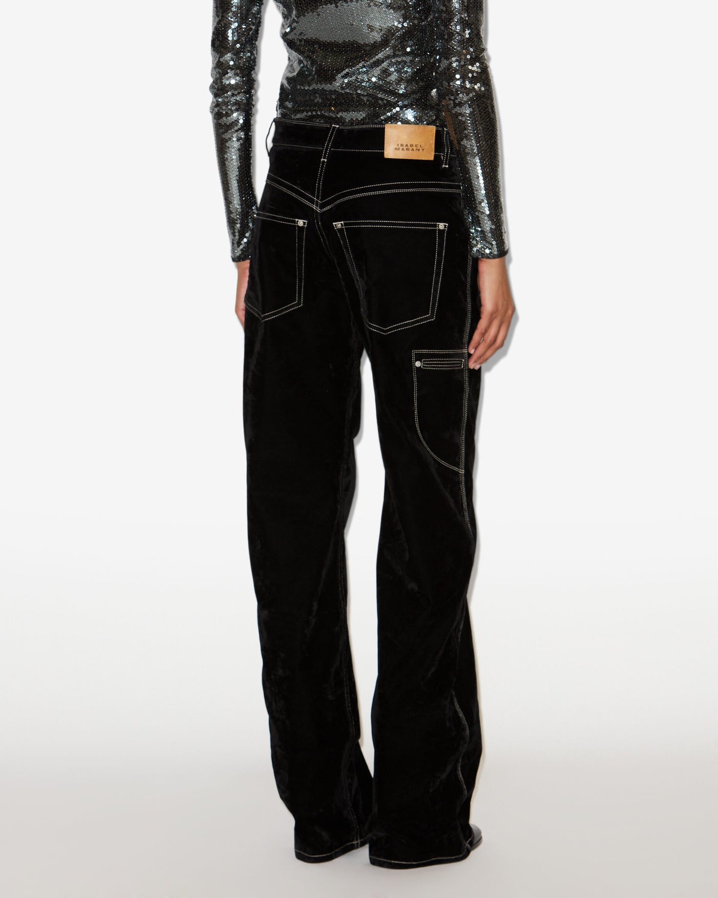 Jean large en denim effet velours stelyna - Noir - Woman - 4