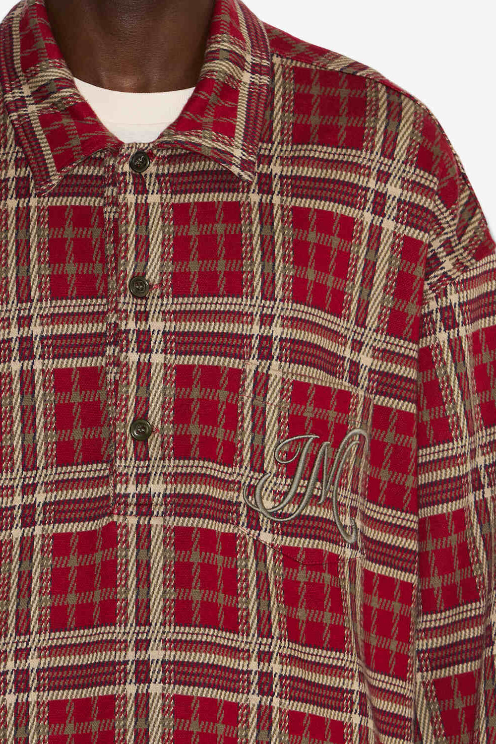 Orelien plaid print shirt - Deep red - Man - 3