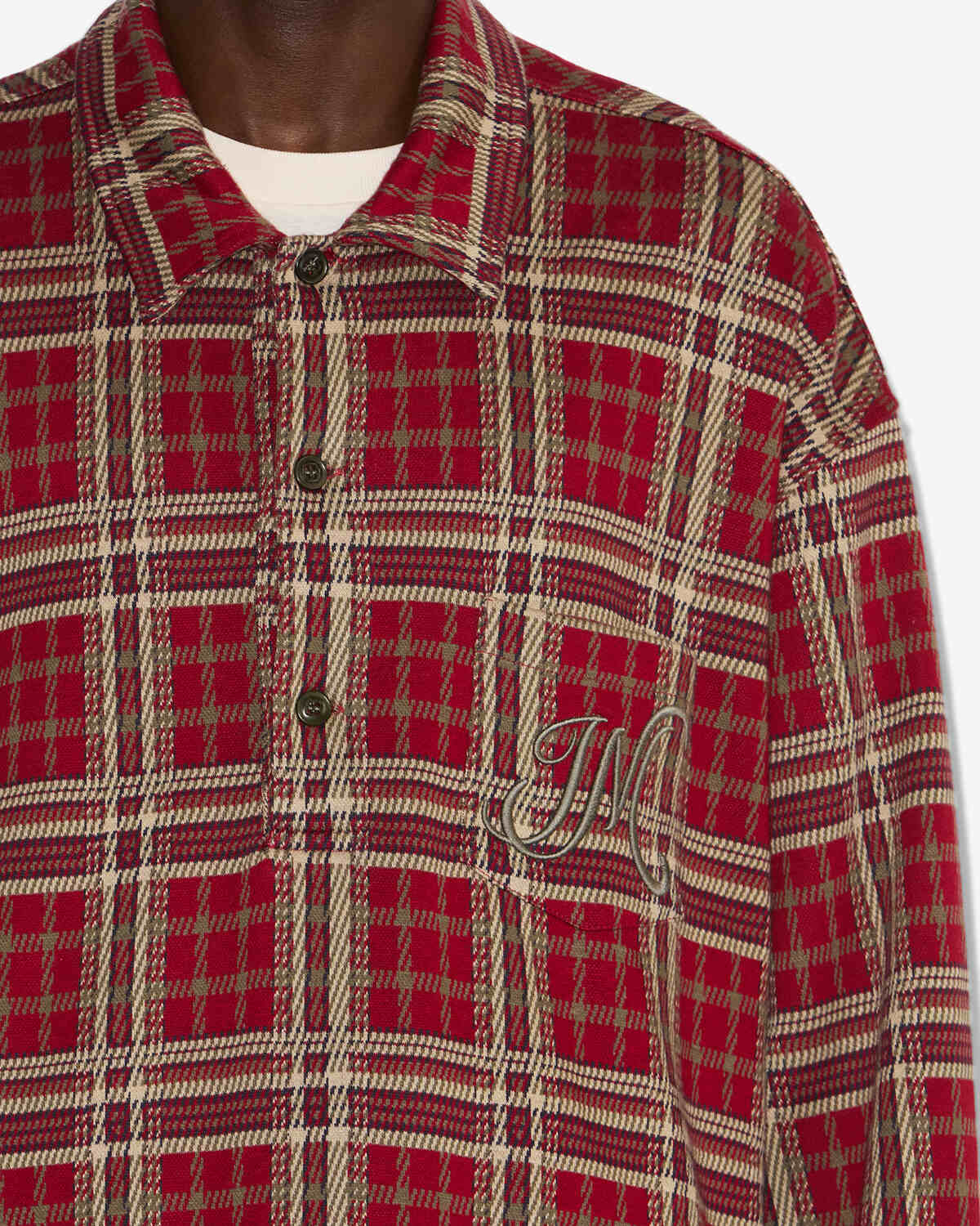 Orelien plaid print shirt - Deep red - Man - 2