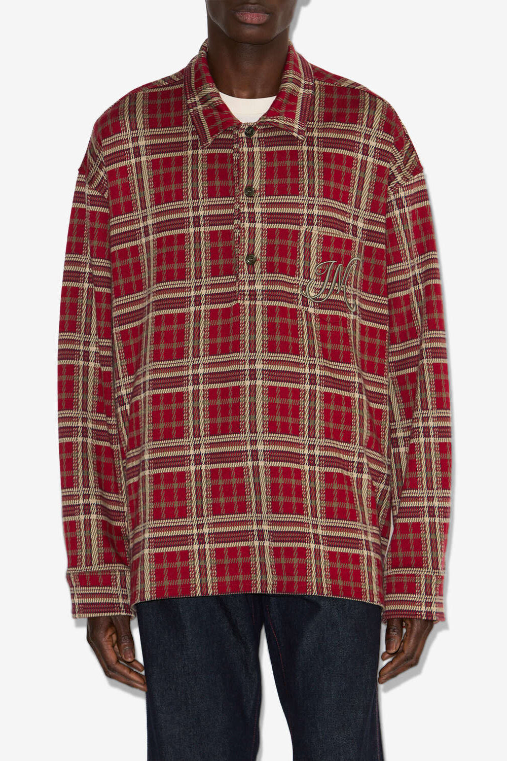 Orelien plaid print shirt - Deep red - Man - 4