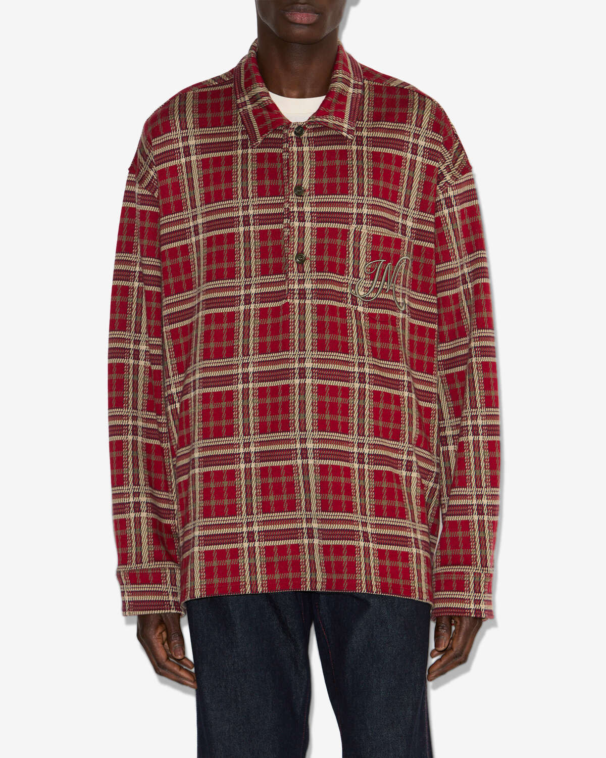 Orelien plaid print shirt - Deep red - Man - 3
