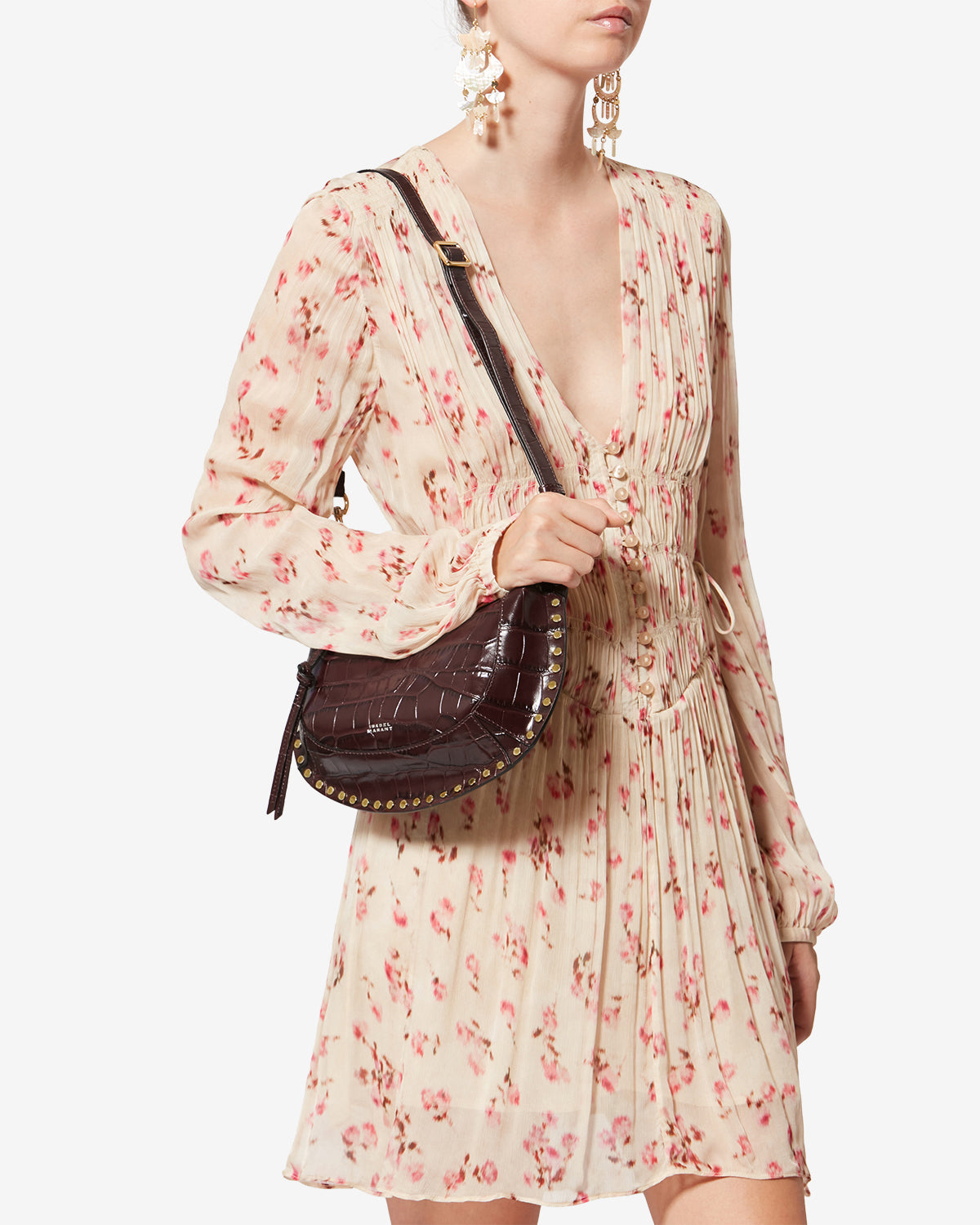 Bolso de mano de piel de ante de becerro oskan moon - Burdeos - Woman - 2