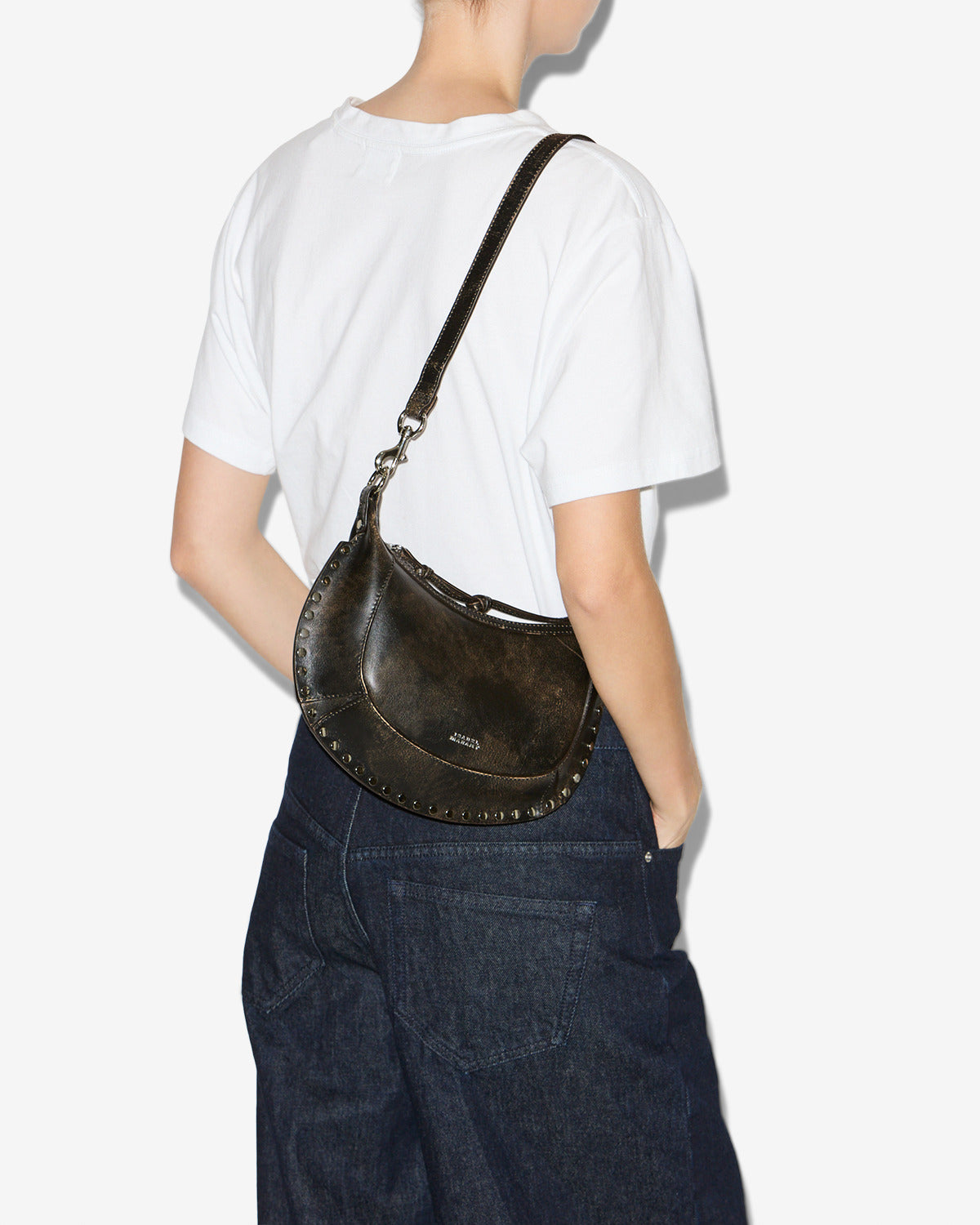 Oskan moon shoulder bag in soft leather - Vintage brown - Woman - 4