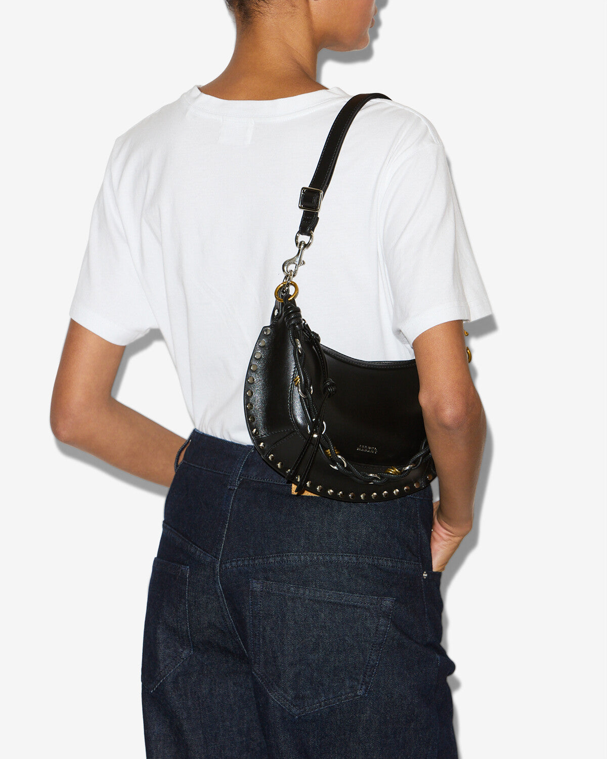 Borsa oskan moon da portare a spalla in pelle - Black and silver - Woman - 4