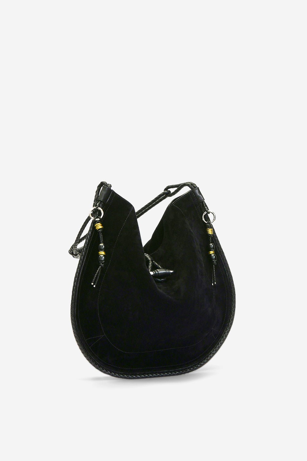 Tasche oskan hobo soft aus veloursleder - Black and silver - Woman - 5