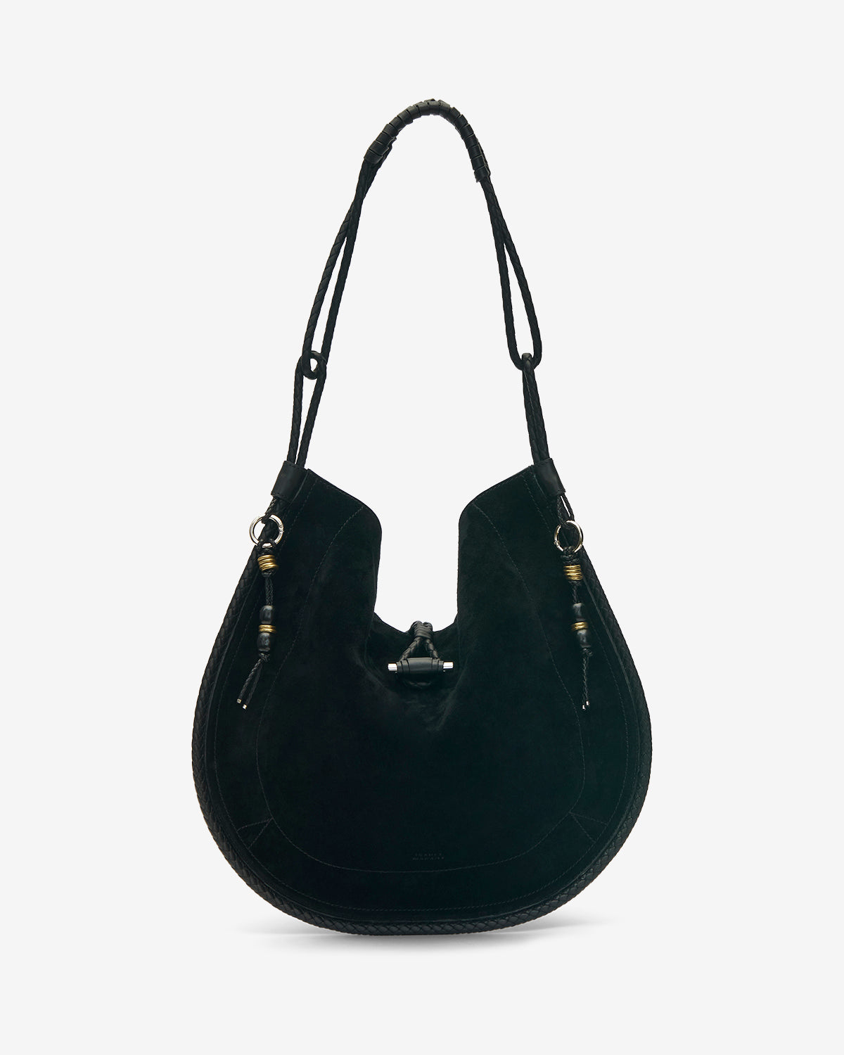 Sac oskan hobo soft en cuir velours - Noir et argenté - Woman - 1