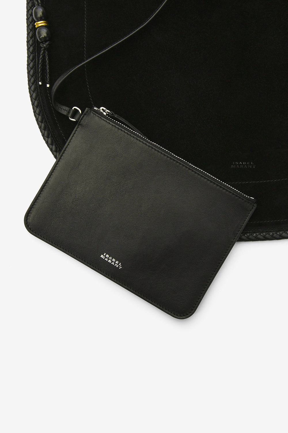 Tasche oskan hobo soft aus veloursleder - Black and silver - Woman - 3