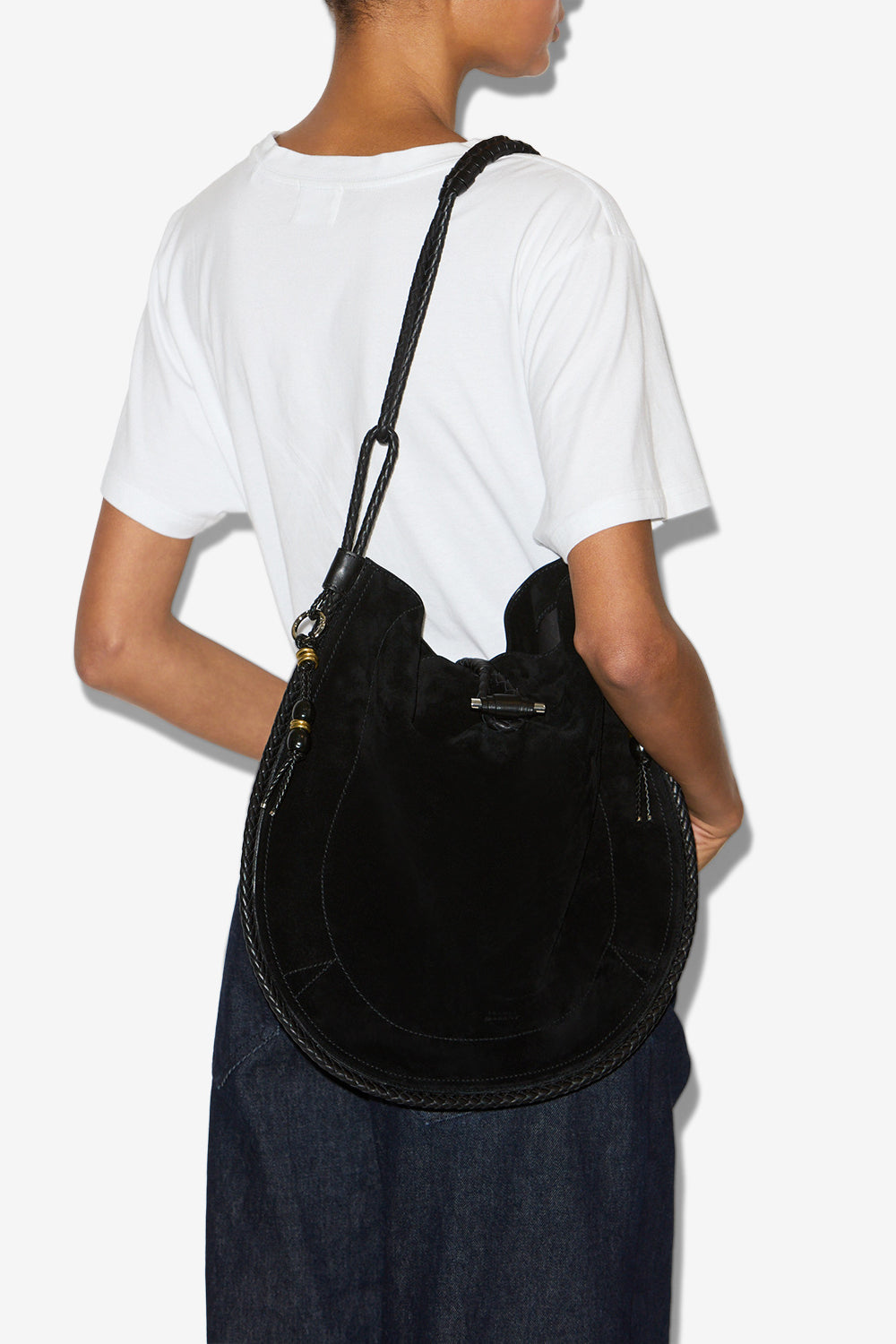 Tasche oskan hobo soft aus veloursleder - Black and silver - Woman - 4