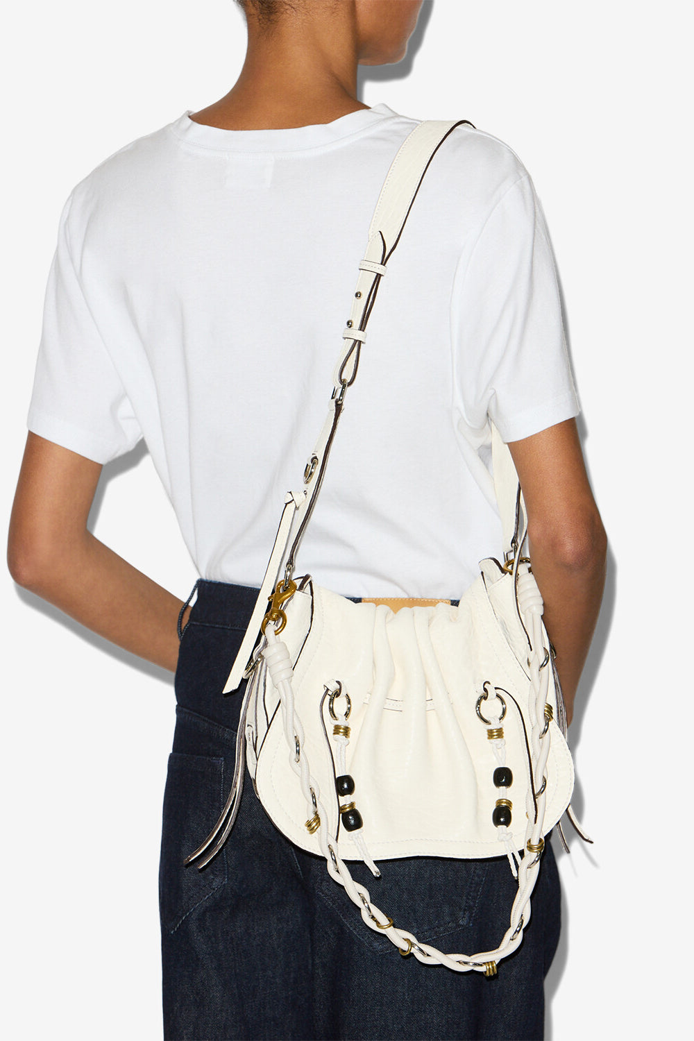 Borsa da portare a spalla bolton in pelle - Beige - Woman - 4
