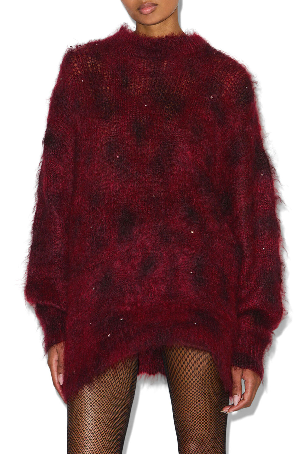 Mickaella モヘア＆パール ロングセーター - Deep red - Woman - 4