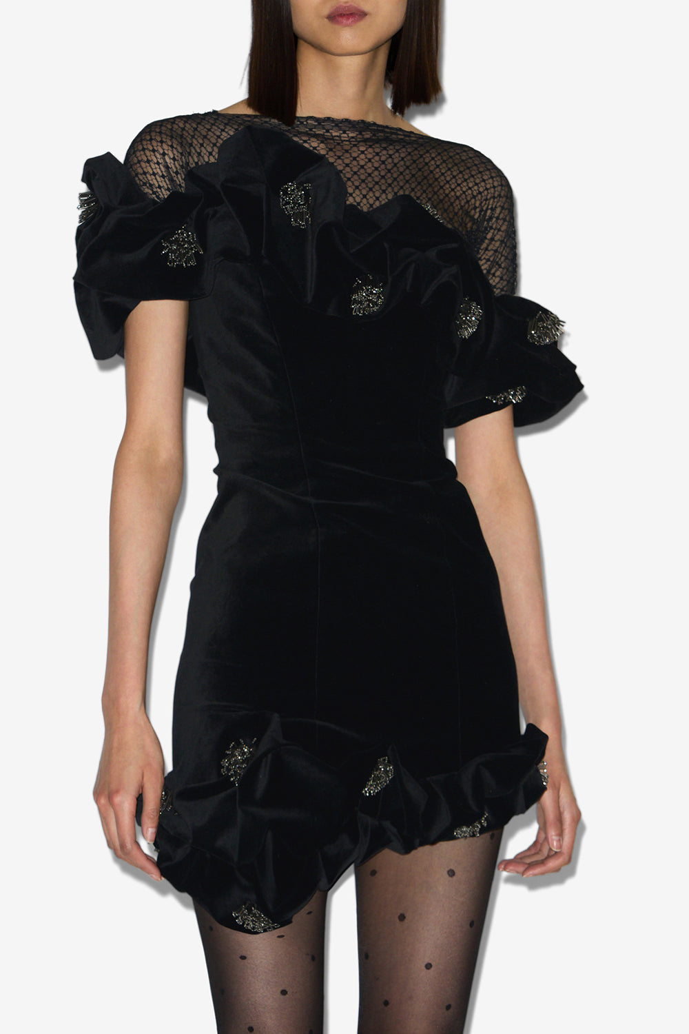 Abito corto eliska con volant - Nero - Woman - 4