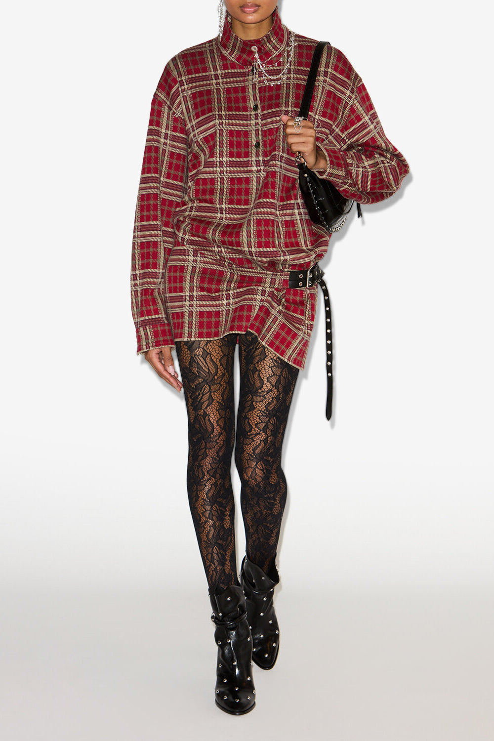 Blandia plaid shirt dress - Red - Woman - 2