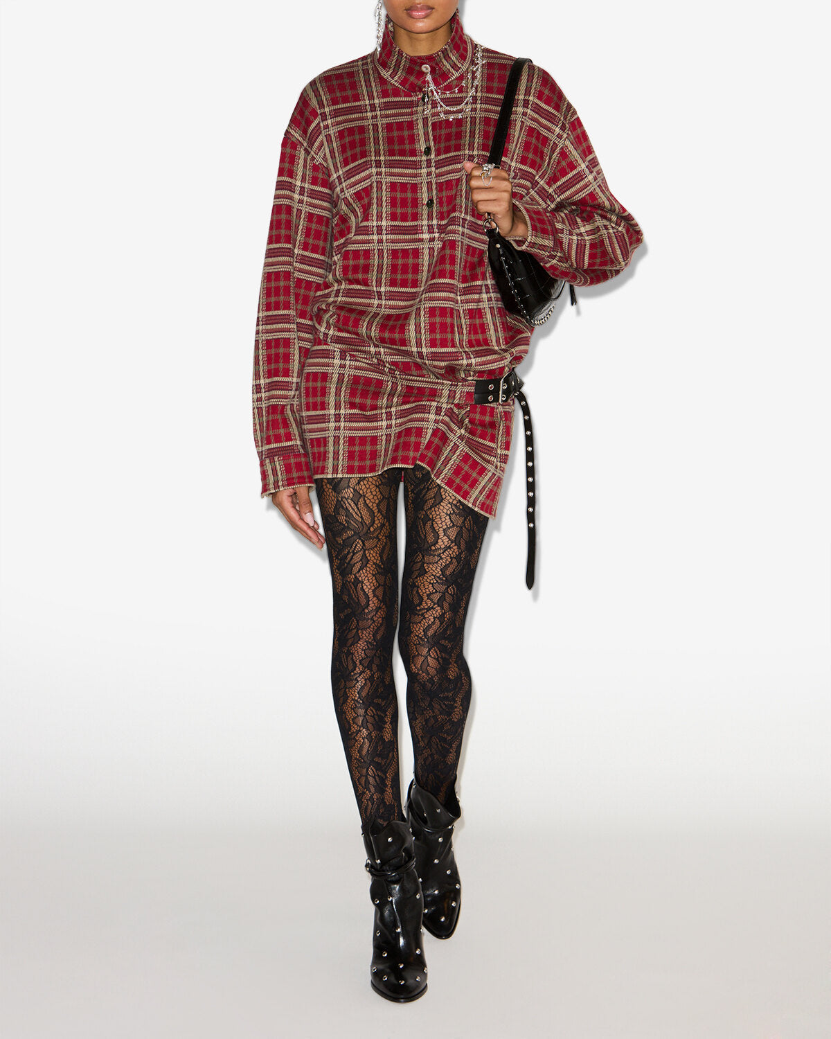 Blandia plaid shirt dress - Red - Woman - 1