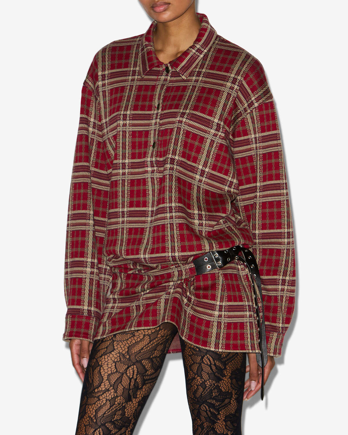 Blandia plaid shirt dress - Red - Woman - 3