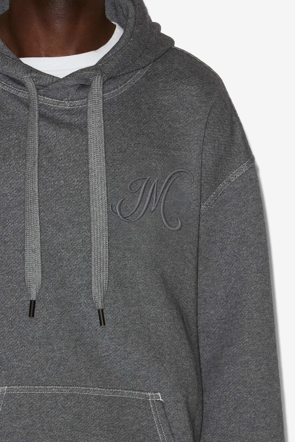 Matte cotton hoodie - Anthracite - Man - 3
