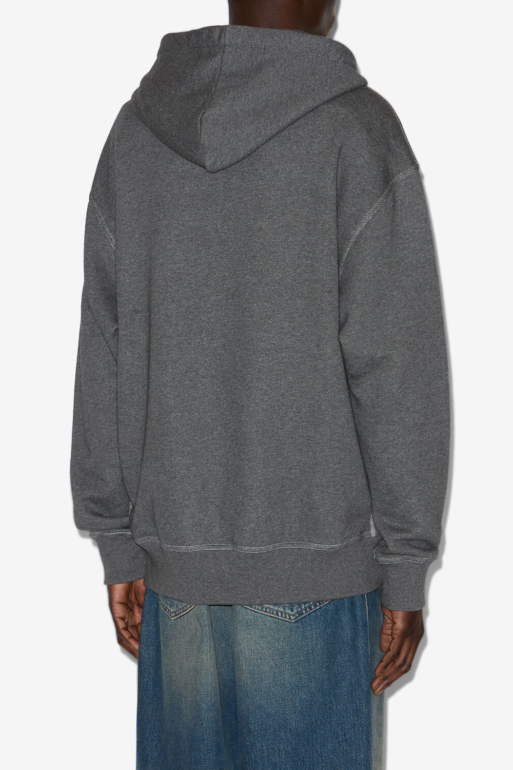 Matte cotton hoodie - Anthracite - Man - 5