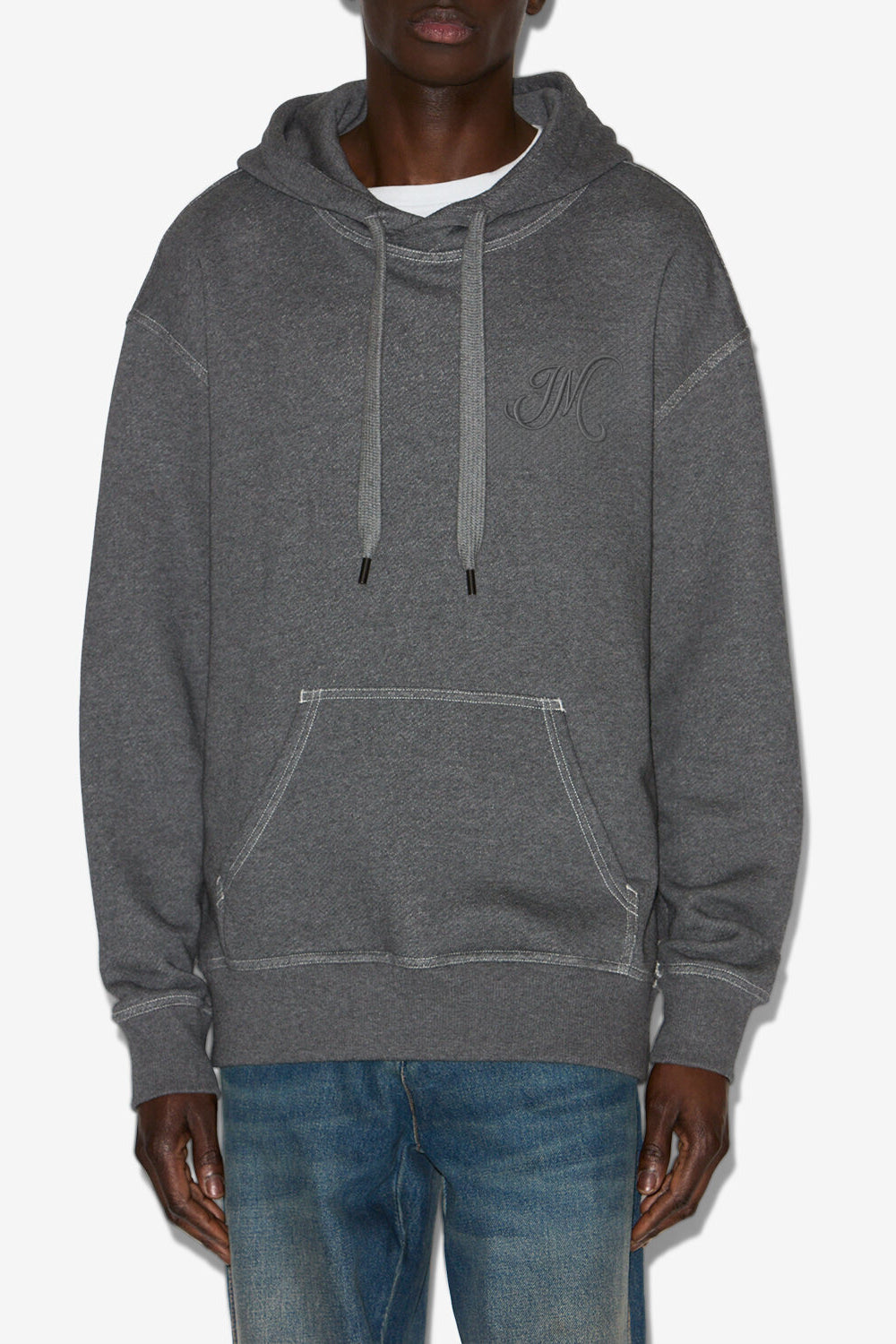 Matte cotton hoodie - Anthracite - Man - 4