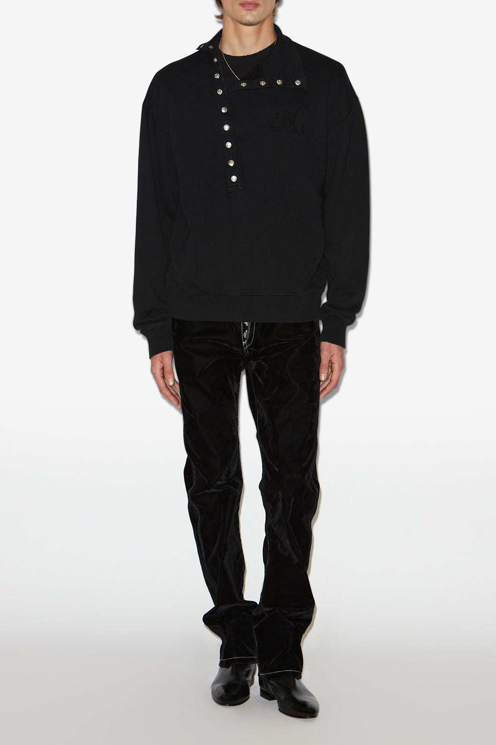 Marcos zip-up collar sweatshirt - Black - Man - 2