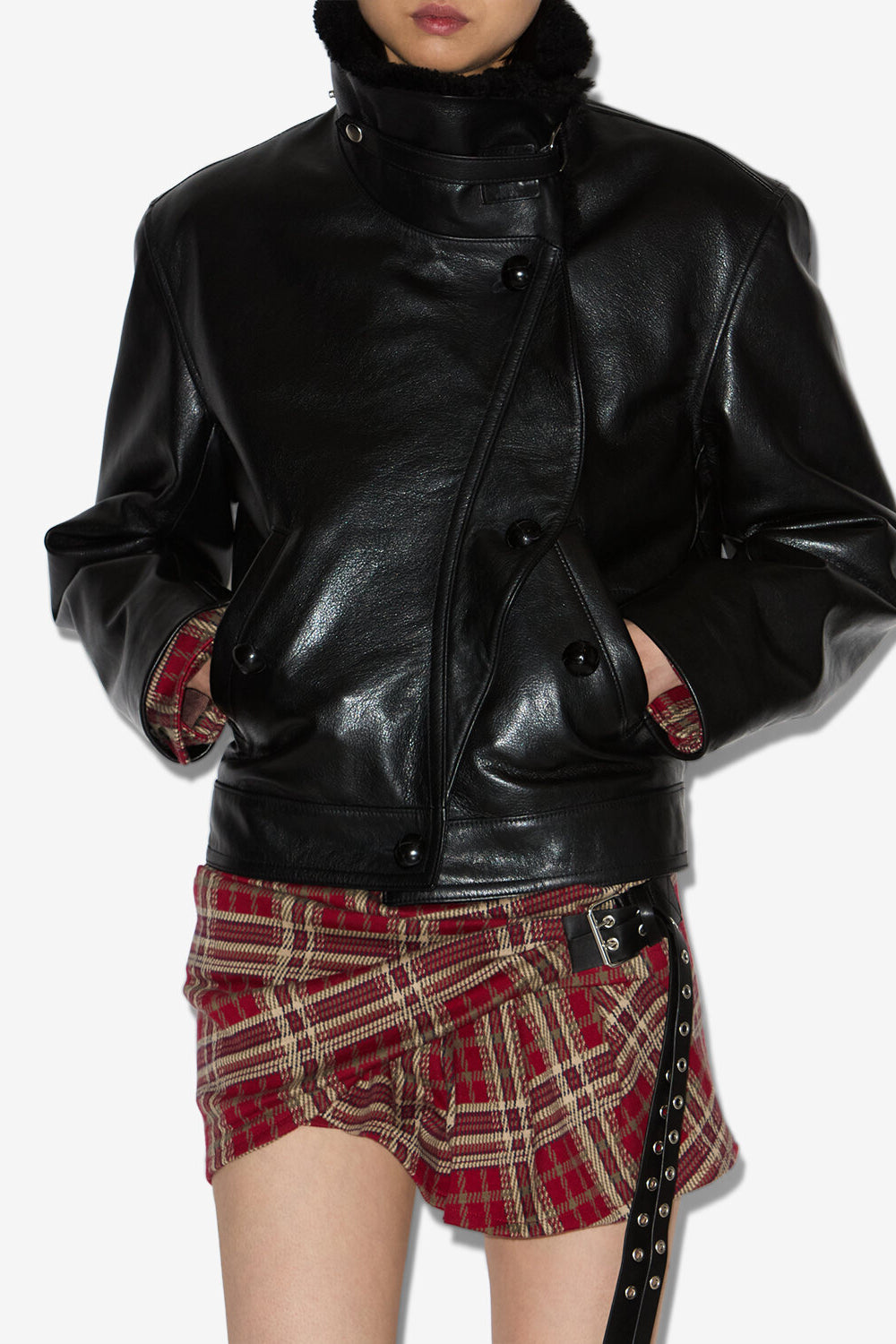 Chaqueta de cuero suave briyana - Negro - Woman - 4