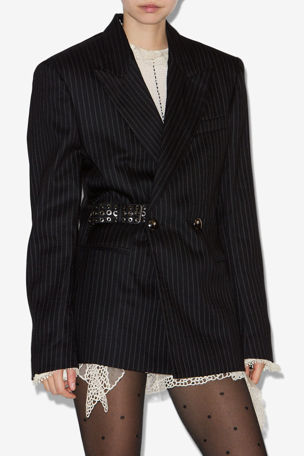 Chaqueta de traje a rayas nahia - Negro - Woman - 4